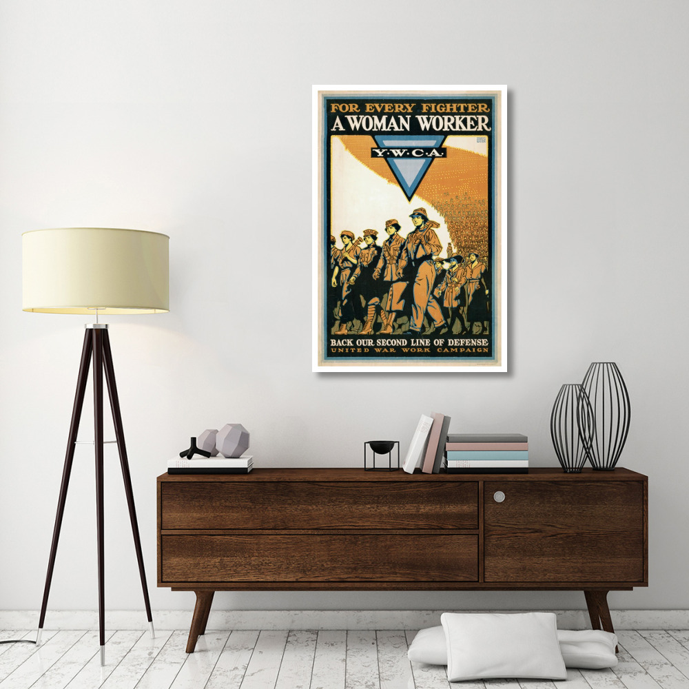For Every Fighter a Woman Worker - Y.W.C.A., 1918-Paper Art-34&quotx50"