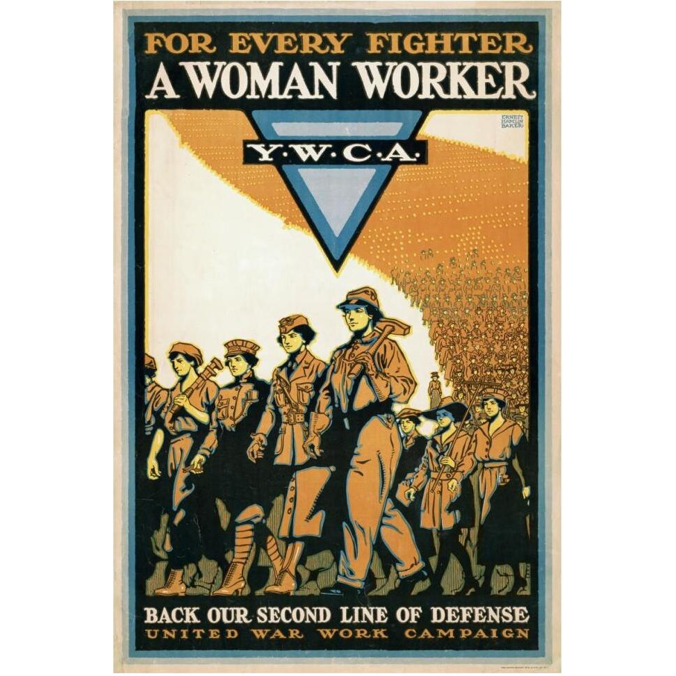 For Every Fighter a Woman Worker - Y.W.C.A., 1918-Paper Art-42&quotx62"