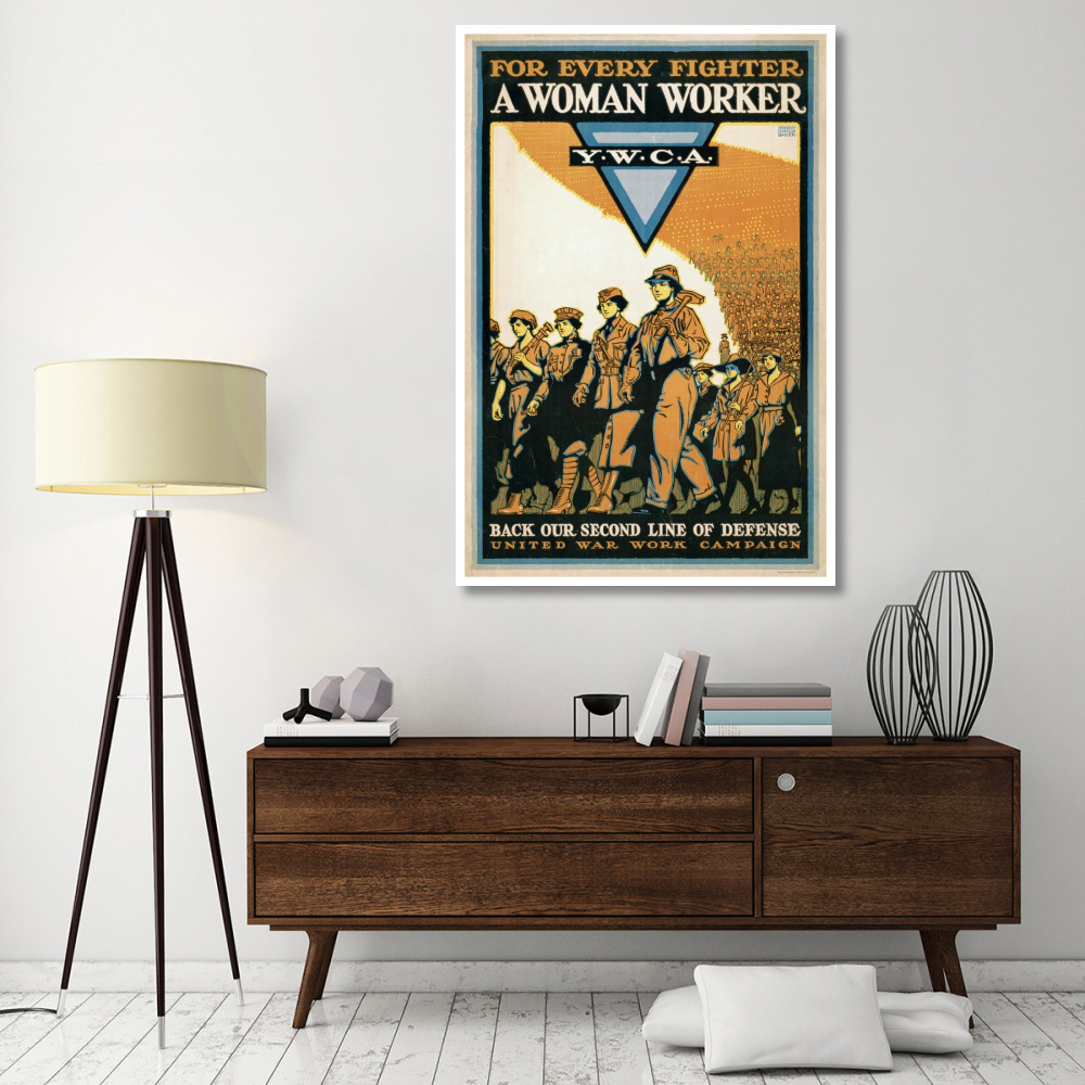 For Every Fighter a Woman Worker - Y.W.C.A., 1918-Paper Art-42&quotx62"