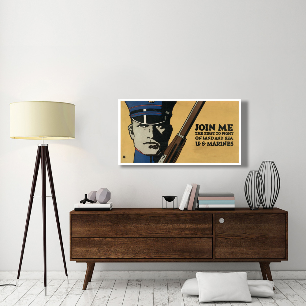 Join me - the first to fight on land and sea - U.S. Marines, 1914/1918-Paper Art-50&quotx26"