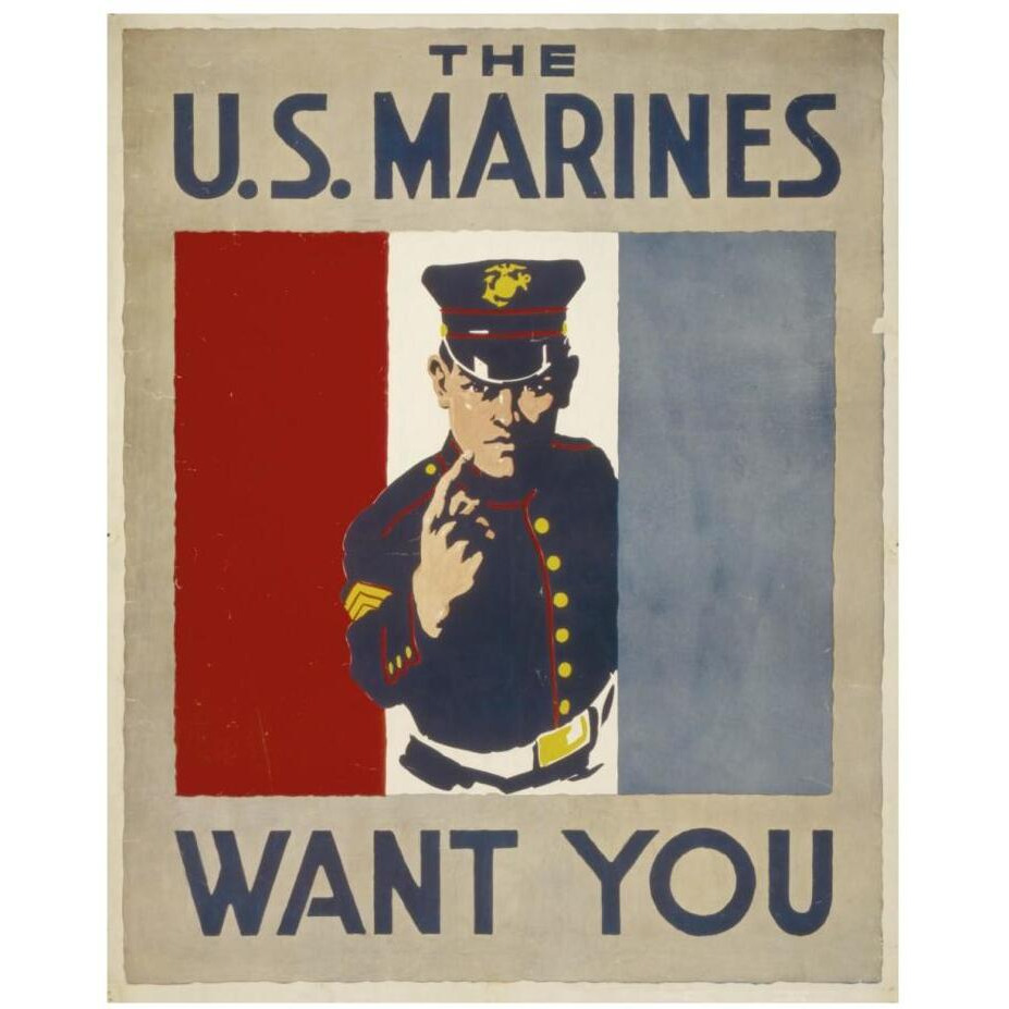 The U.S. Marines Want You, 1914/1918-Paper Art-18&quotx22"