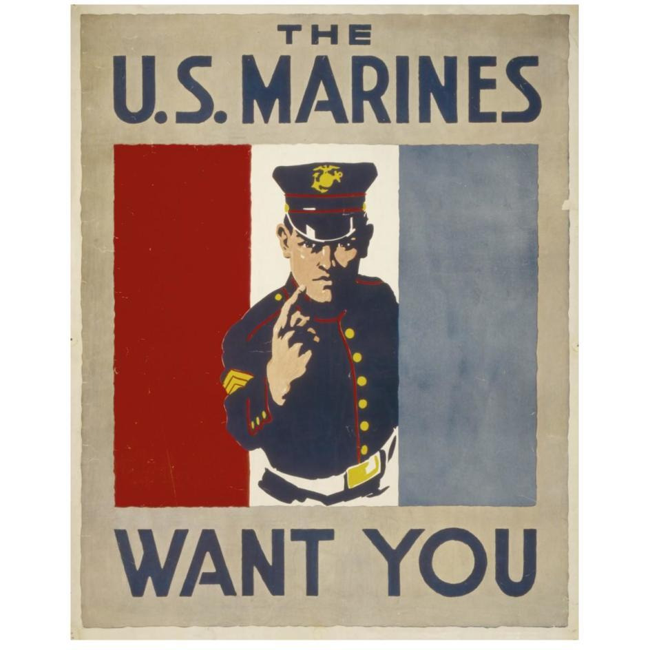 The U.S. Marines Want You, 1914/1918-Paper Art-22&quotx26"