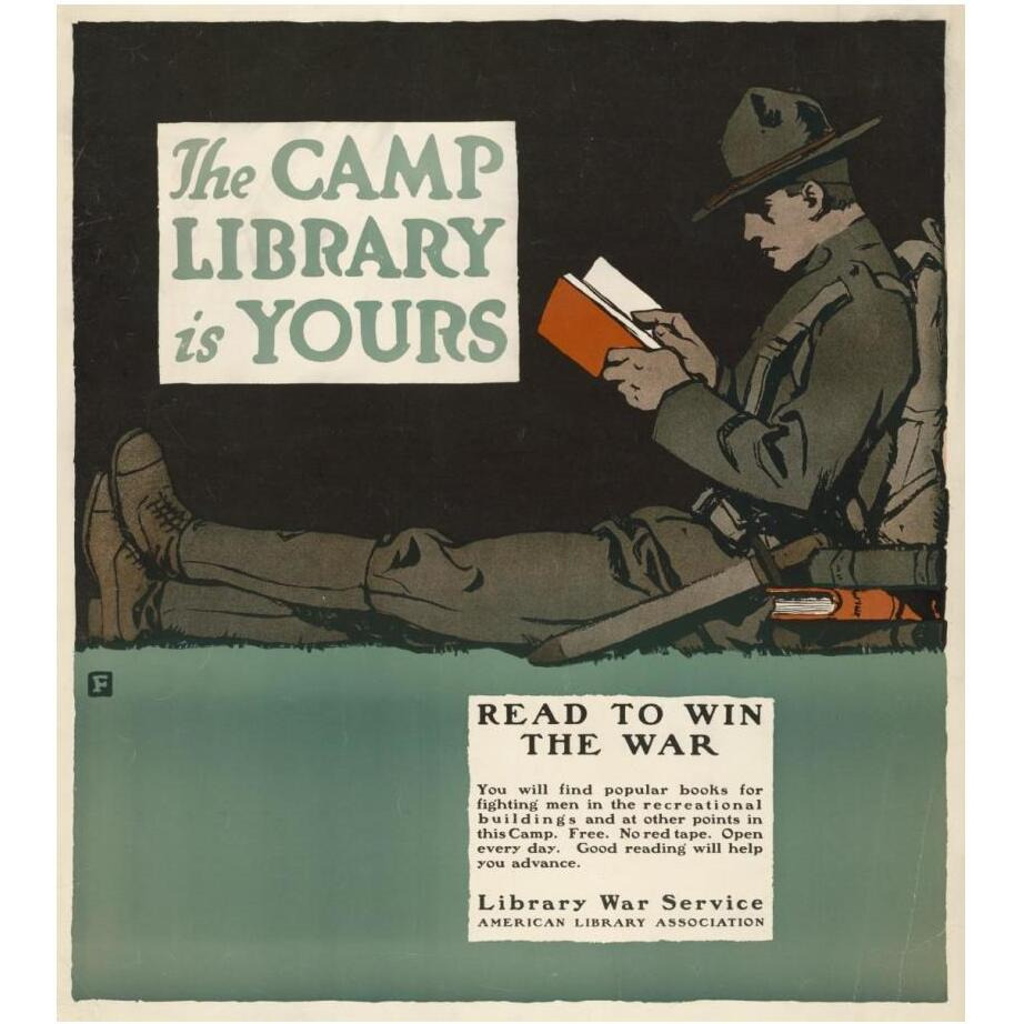 The Camp Library is Yours - Read to Win the War, 1917-Paper Art-22&quotx24"