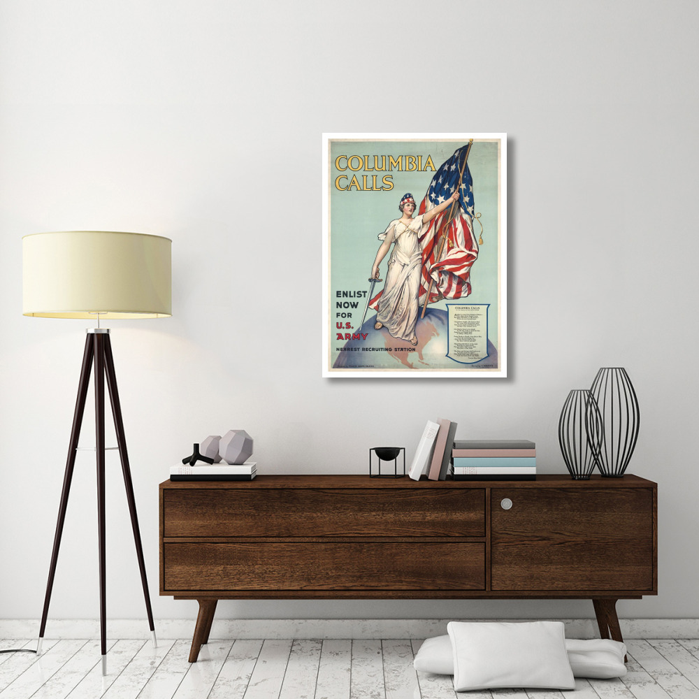 Columbia Calls--Enlist Now for U.S. Army, ca. 1916-Paper Art-32&quotx42"
