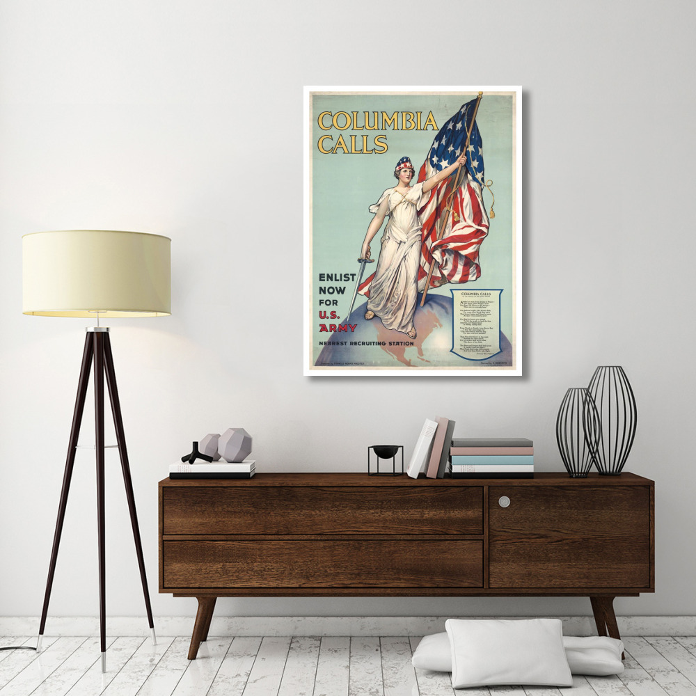 Columbia Calls--Enlist Now for U.S. Army, ca. 1916-Paper Art-38&quotx50"