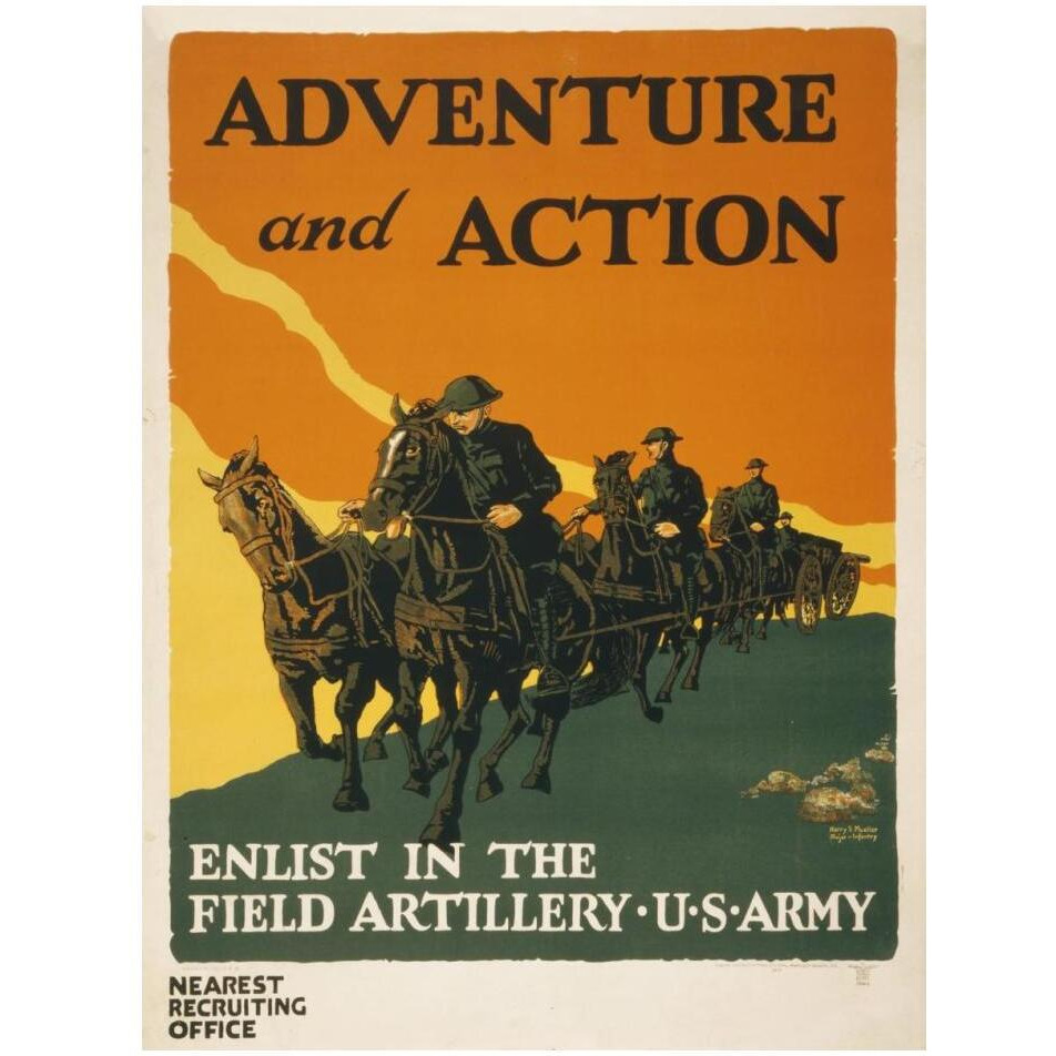 Enlist in the Field Artillery, U.S. Army, 1919-Paper Art-14&quotx18"