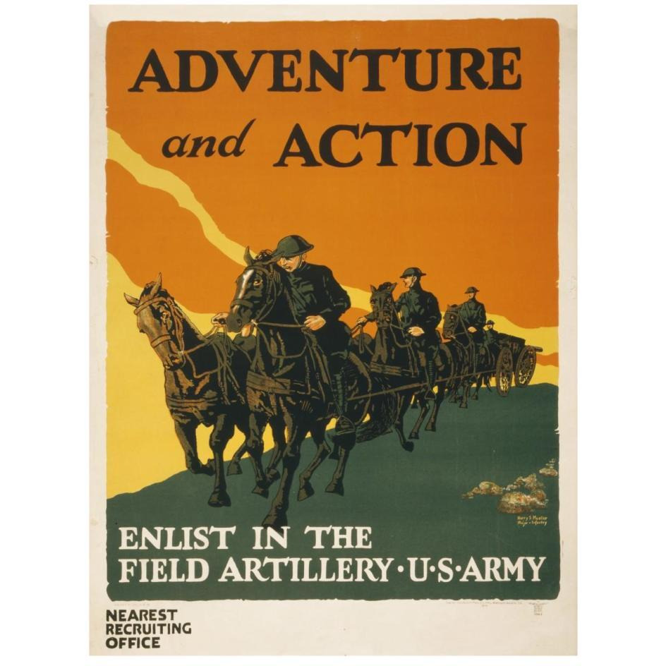 Enlist in the Field Artillery, U.S. Army, 1919-Paper Art-20&quotx26"