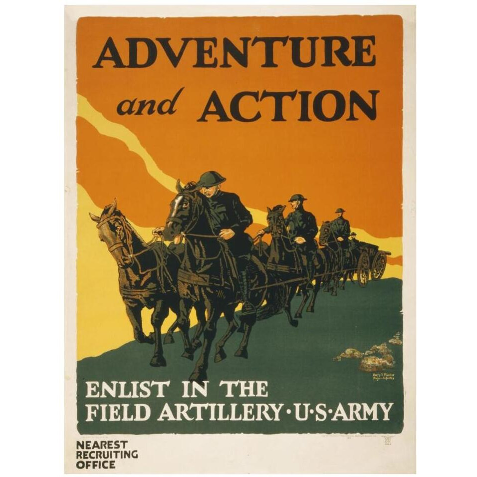 Enlist in the Field Artillery, U.S. Army, 1919-Paper Art-26&quotx34"