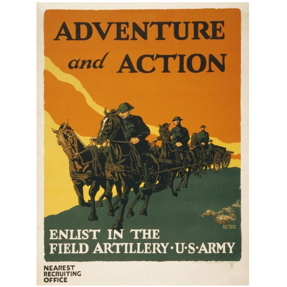 Enlist in the Field Artillery, U.S. Army, 1919-Paper Art-32&quotx42"