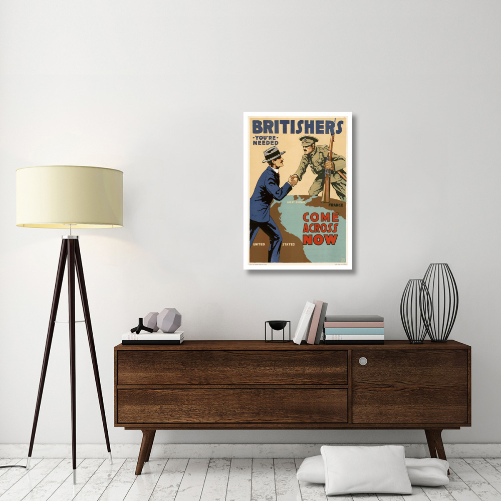 Britishers, You're Needed--Come Across Now, 1917-Paper Art-26&quotx38"
