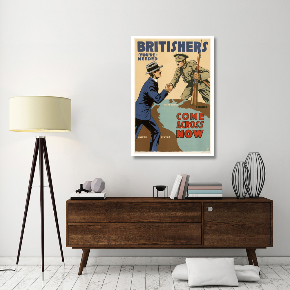 Britishers, You're Needed--Come Across Now, 1917-Paper Art-34&quotx50"