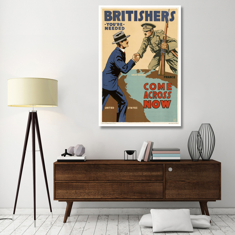 Britishers, You're Needed--Come Across Now, 1917-Paper Art-42&quotx62"
