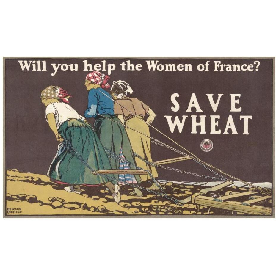 Will You Help the Women of France Save Wheat, 1918-Paper Art-24&quotx15"