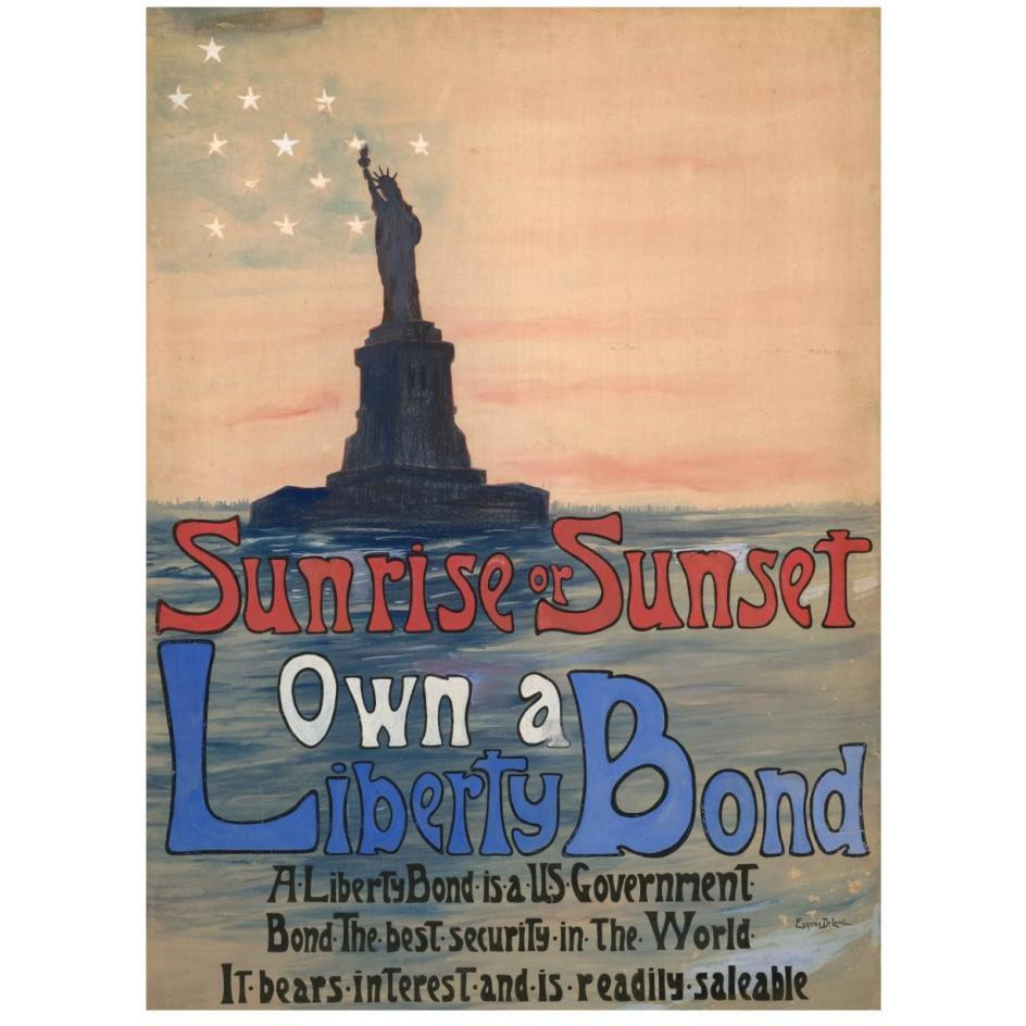 Sunrise or Sunset, Own a Liberty Bond, 1917-Paper Art-20&quotx26"