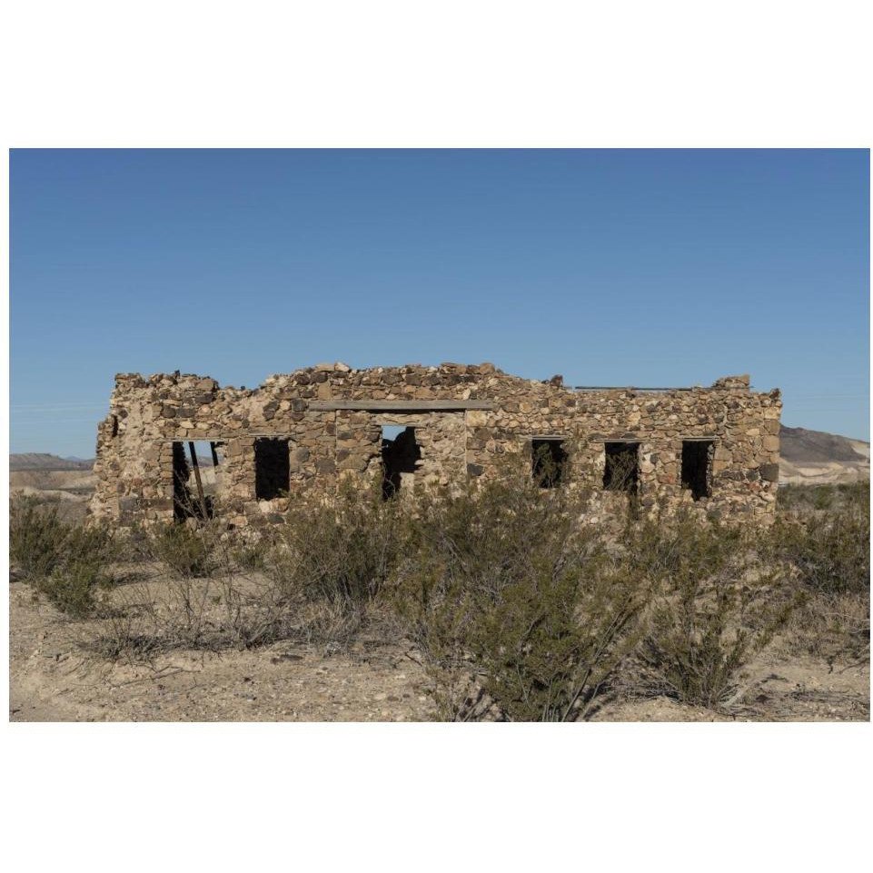 Remnants of an old stone house in the small settlement of Terlingua, in Brewster County, TX-Paper Art-20&quotx14"