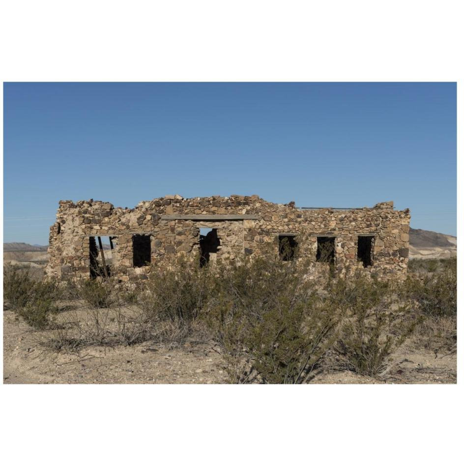 Remnants of an old stone house in the small settlement of Terlingua, in Brewster County, TX-Paper Art-26&quotx18"