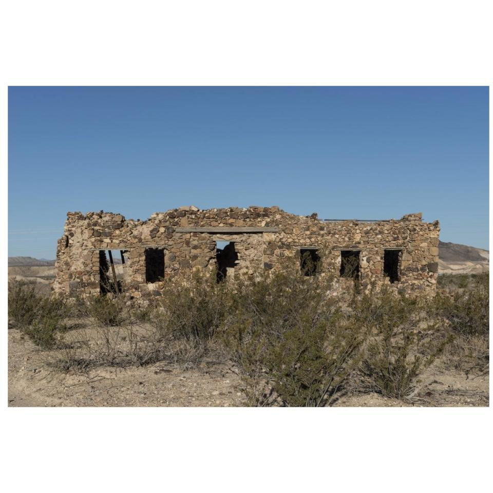 Remnants of an old stone house in the small settlement of Terlingua, in Brewster County, TX-Paper Art-32&quotx22"
