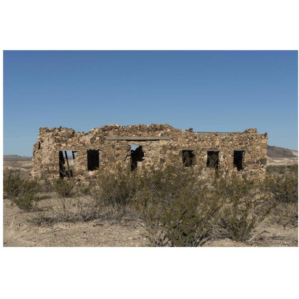 Remnants of an old stone house in the small settlement of Terlingua, in Brewster County, TX-Paper Art-38&quotx26"
