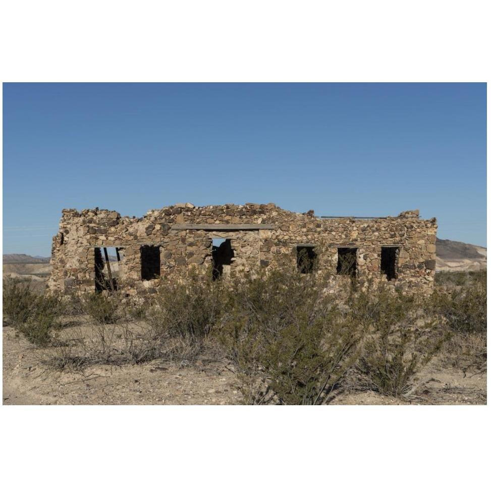 Remnants of an old stone house in the small settlement of Terlingua, in Brewster County, TX-Paper Art-50&quotx34"