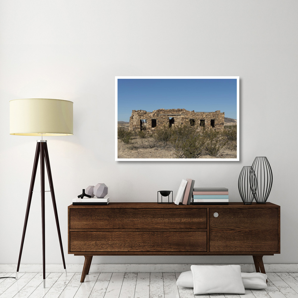 Remnants of an old stone house in the small settlement of Terlingua, in Brewster County, TX-Paper Art-50&quotx34"