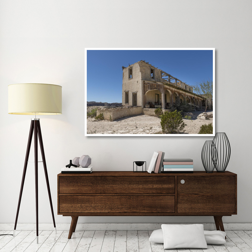 Remains of an old structure in Terilingua, southern Brewster County, TX-Paper Art-62&quotx42"
