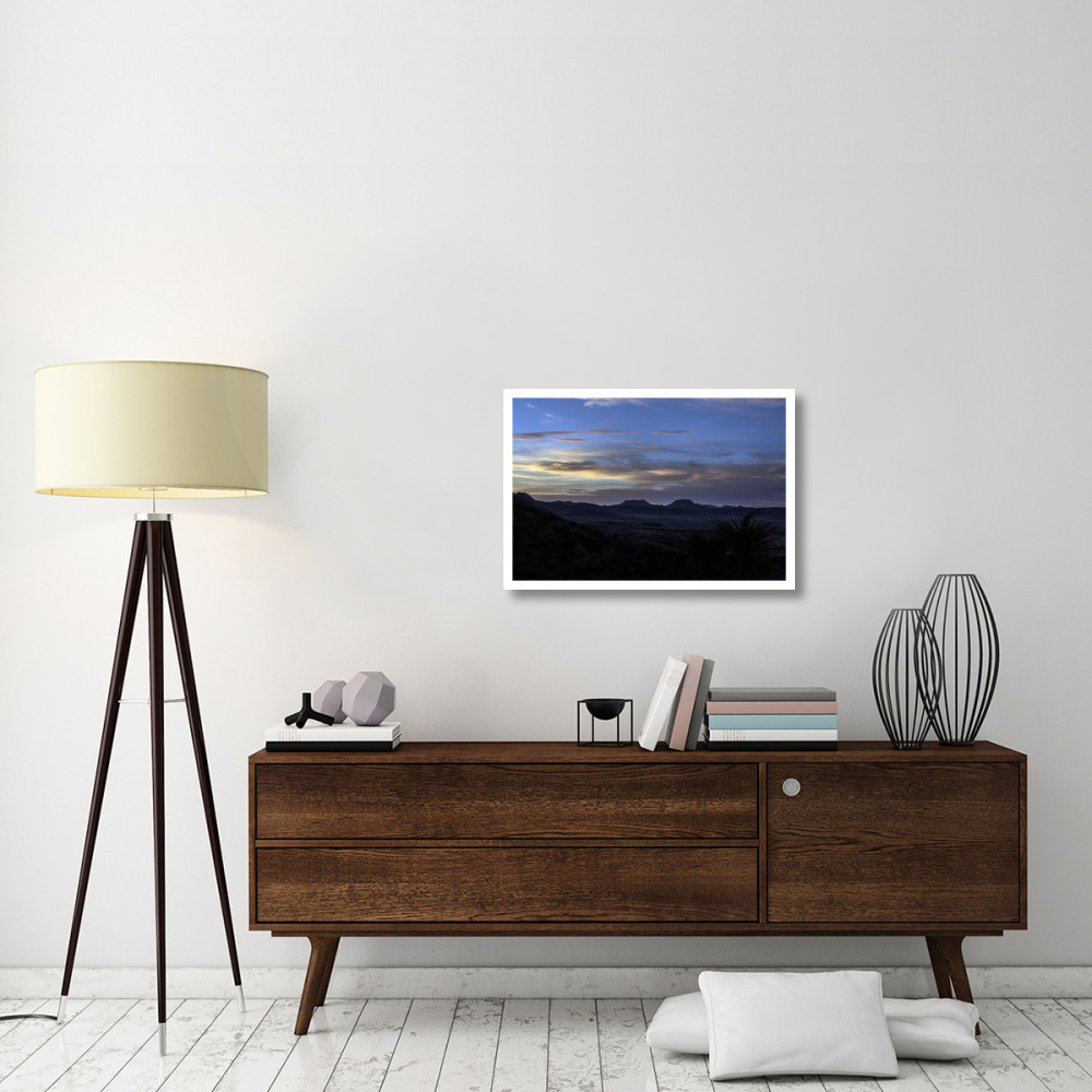 Sunset over the low mountains in the rugged terrain north of Big Bend National Park in the &quotTrans-Pecos" region of southwest Texas-Paper Art-32&quotx22"