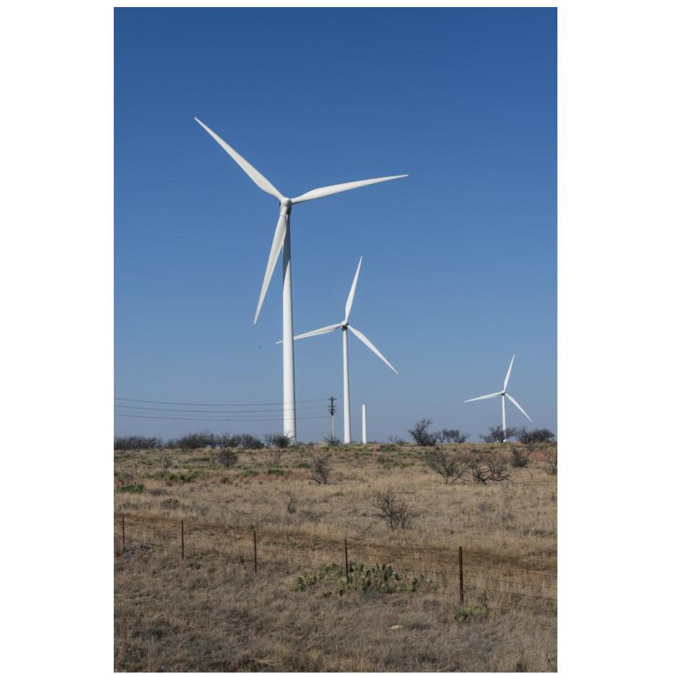 Wind turbines in Shackelford County, TX, northeast of Abilene-Paper Art-14&quotx20"