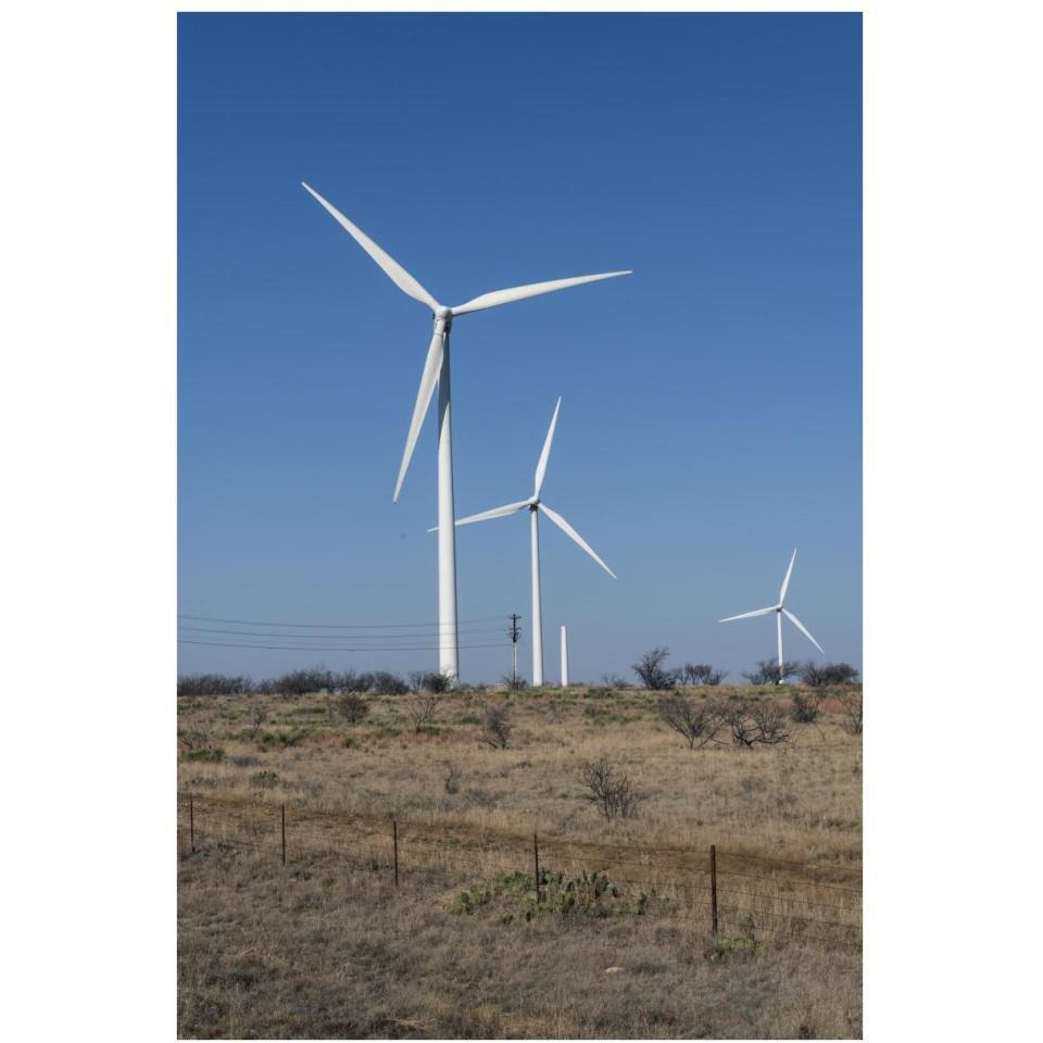 Wind turbines in Shackelford County, TX, northeast of Abilene-Paper Art-26&quotx38"