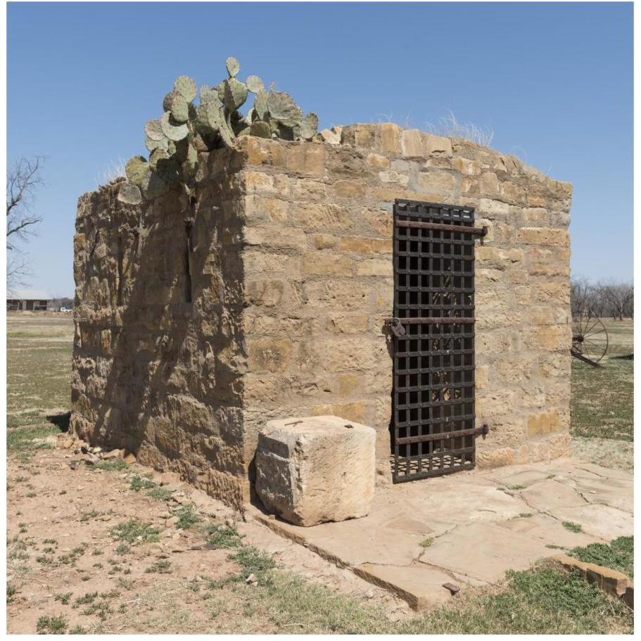 Restored &quotcivil jail" at Fort Griffin townsite, near frontier post Fort Griffin in Shackelford County, TX-Paper Art-20&quotx20"