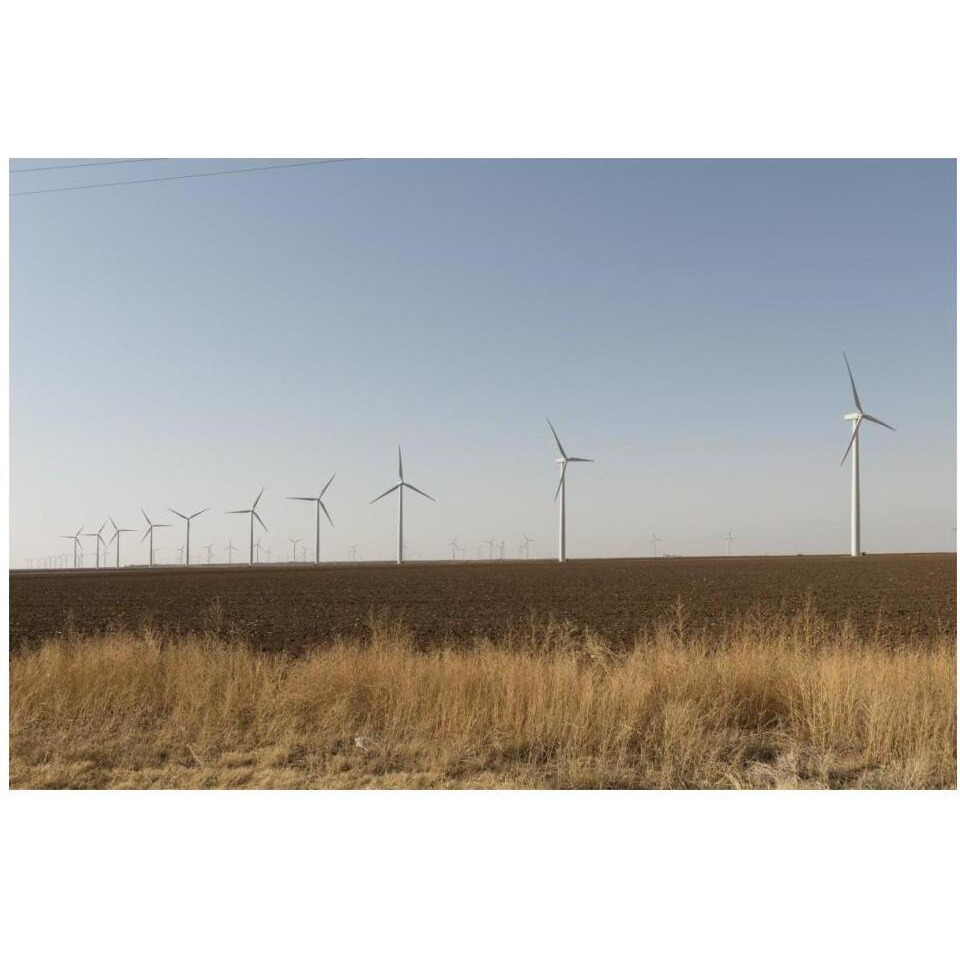 A wind-turbine farm near the city of Snyder in Scurry County, TX-Paper Art-20&quotx14"