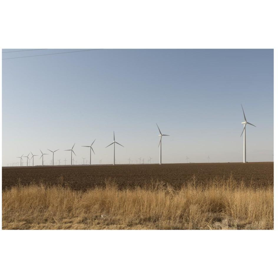 A wind-turbine farm near the city of Snyder in Scurry County, TX-Paper Art-26&quotx18"