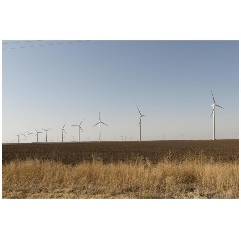 A wind-turbine farm near the city of Snyder in Scurry County, TX-Paper Art-32&quotx22"