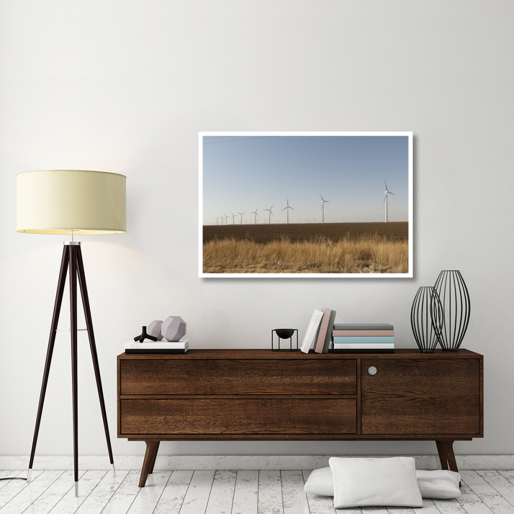 A wind-turbine farm near the city of Snyder in Scurry County, TX-Paper Art-50&quotx34"