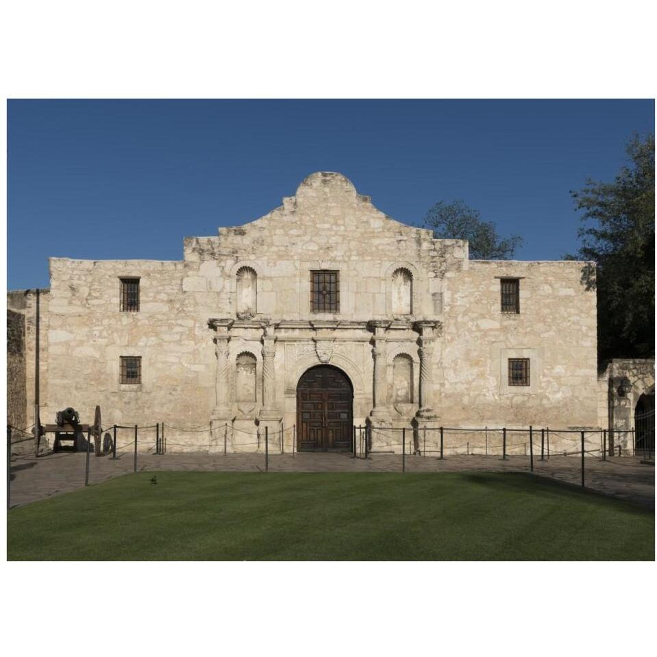 Doorway to the Alamo, an 18th-century mission church in San Antonio, TX-Paper Art-38&quotx28"