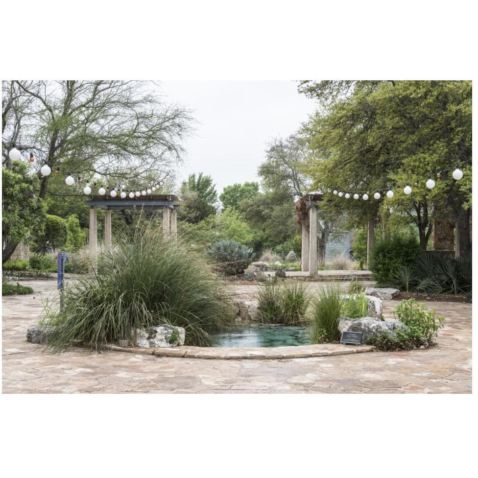 Water feature in a courtyard at the Lady Bird Johnson Wildflower Center, near Austin, TX-Paper Art-50&quotx34"