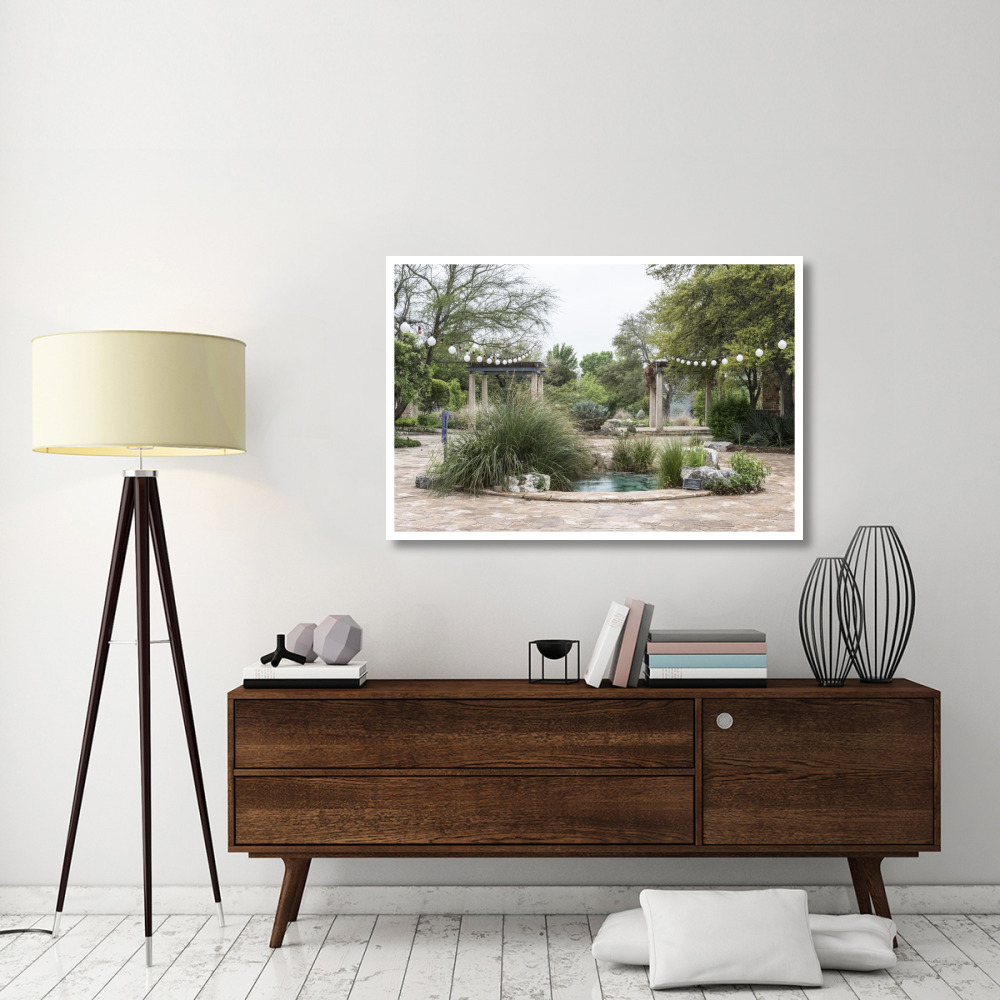 Water feature in a courtyard at the Lady Bird Johnson Wildflower Center, near Austin, TX-Paper Art-50&quotx34"