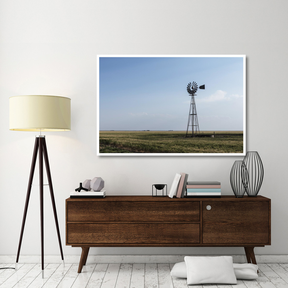 Windmill in rural Gray County in the Texas panhandle-Paper Art-62&quotx42"