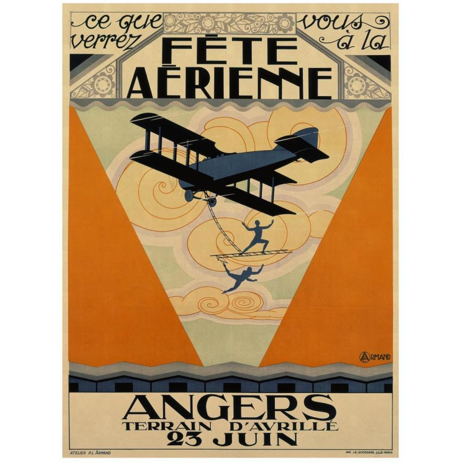 Fete Aerienne Angers - Vintage Aged Paper Style-Paper Art-20&quotx26"