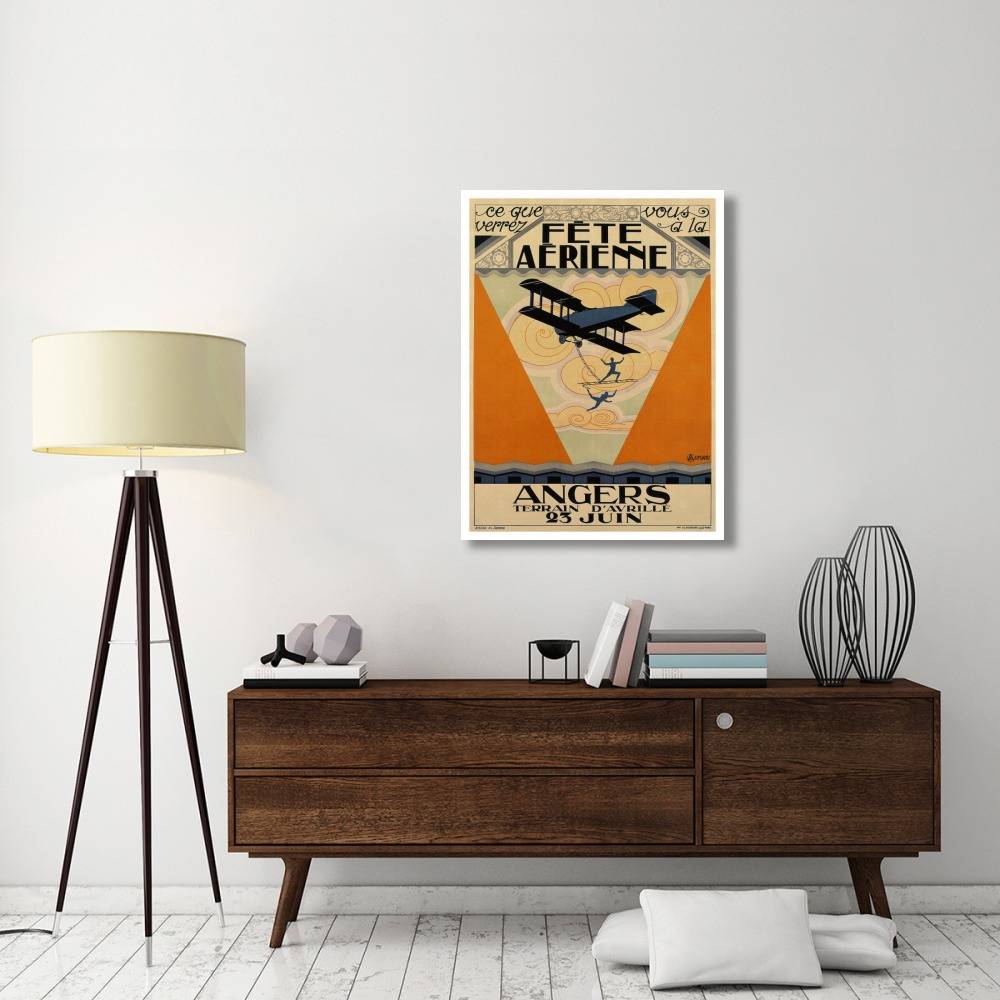Fete Aerienne Angers - Vintage Aged Paper Style-Paper Art-32&quotx42"