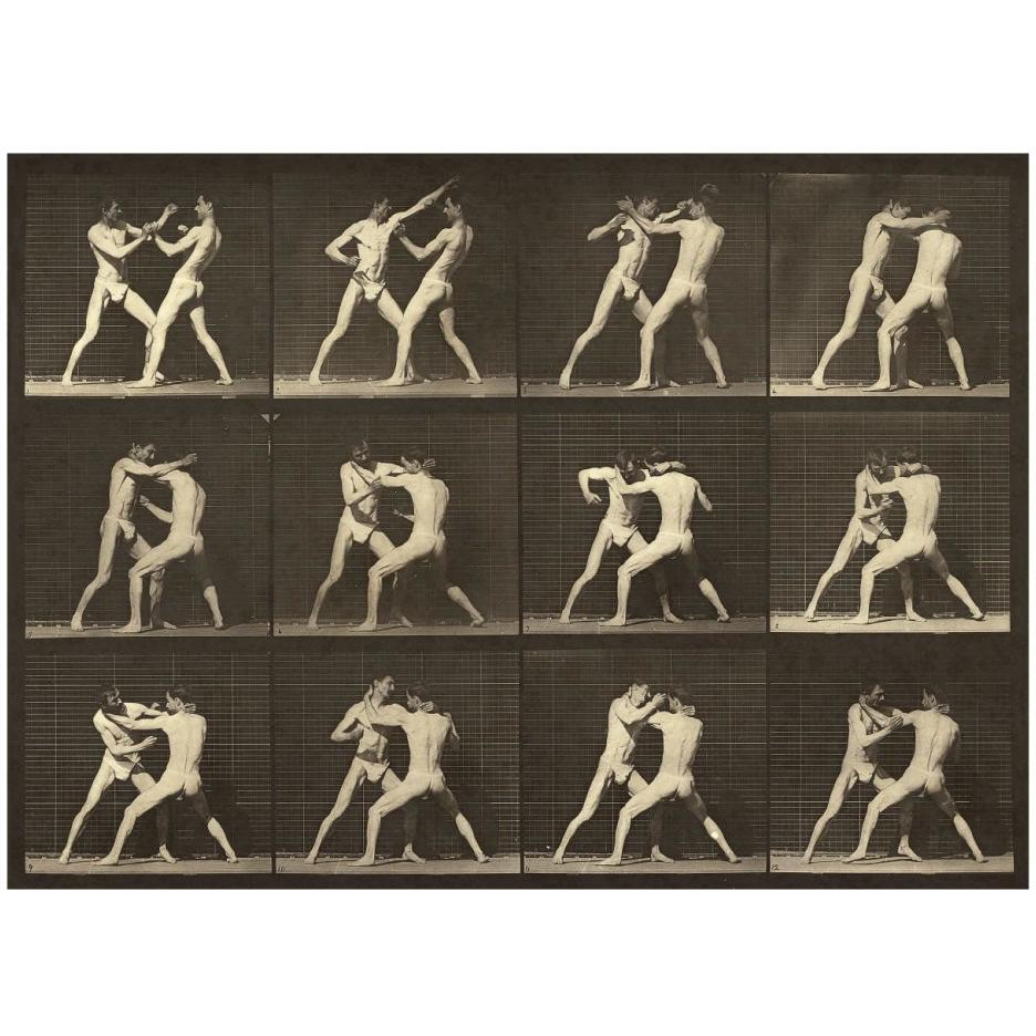 Motion Study Men Fighting-Paper Art-26&quotx20"