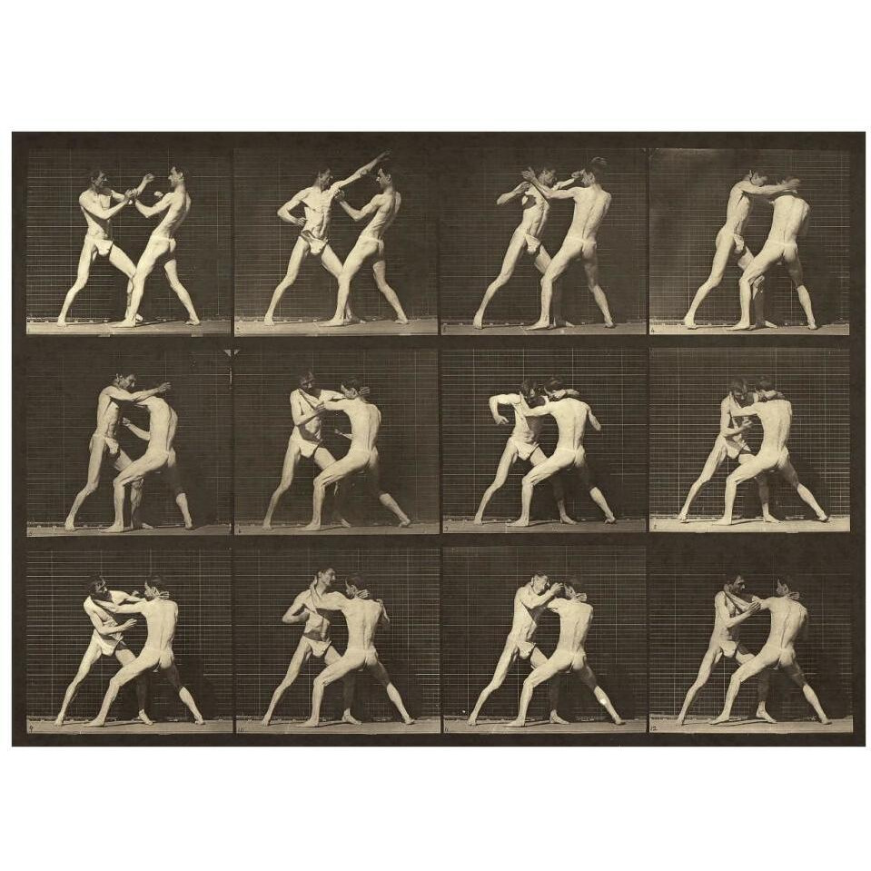 Motion Study Men Fighting-Paper Art-34&quotx26"