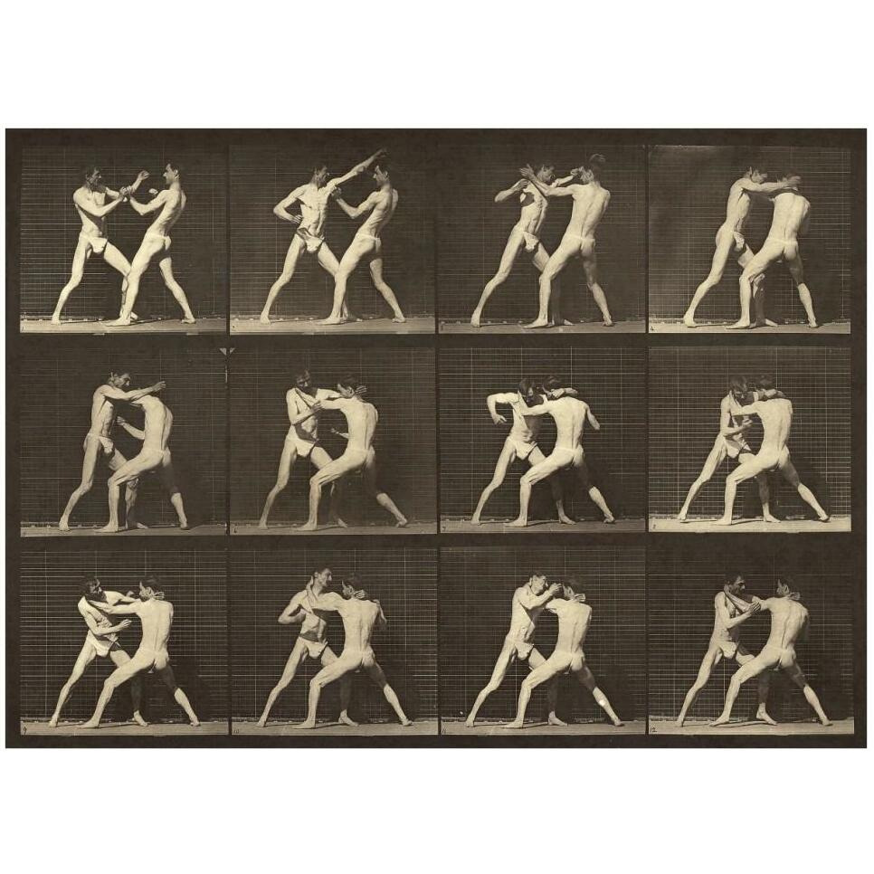 Motion Study Men Fighting-Paper Art-42&quotx32"