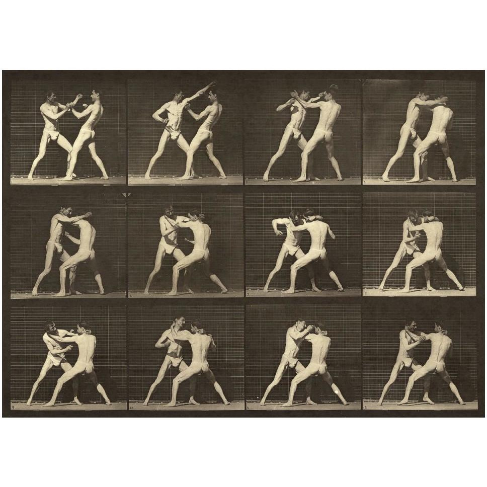 Motion Study Men Fighting-Paper Art-50&quotx38"