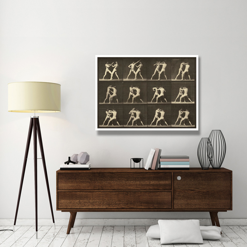 Motion Study Men Fighting-Paper Art-50&quotx38"