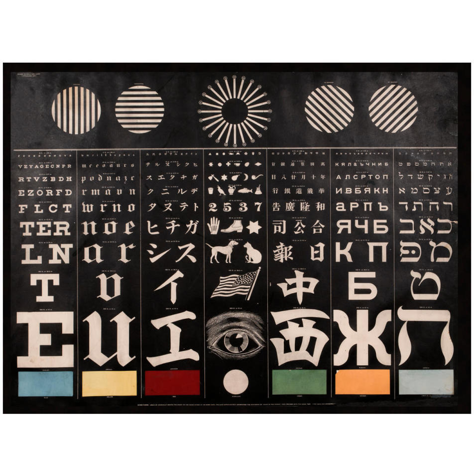 Multi-Lingual Eye Chart, ca. 1907 - Light Background-Paper Art-34&quotx26"