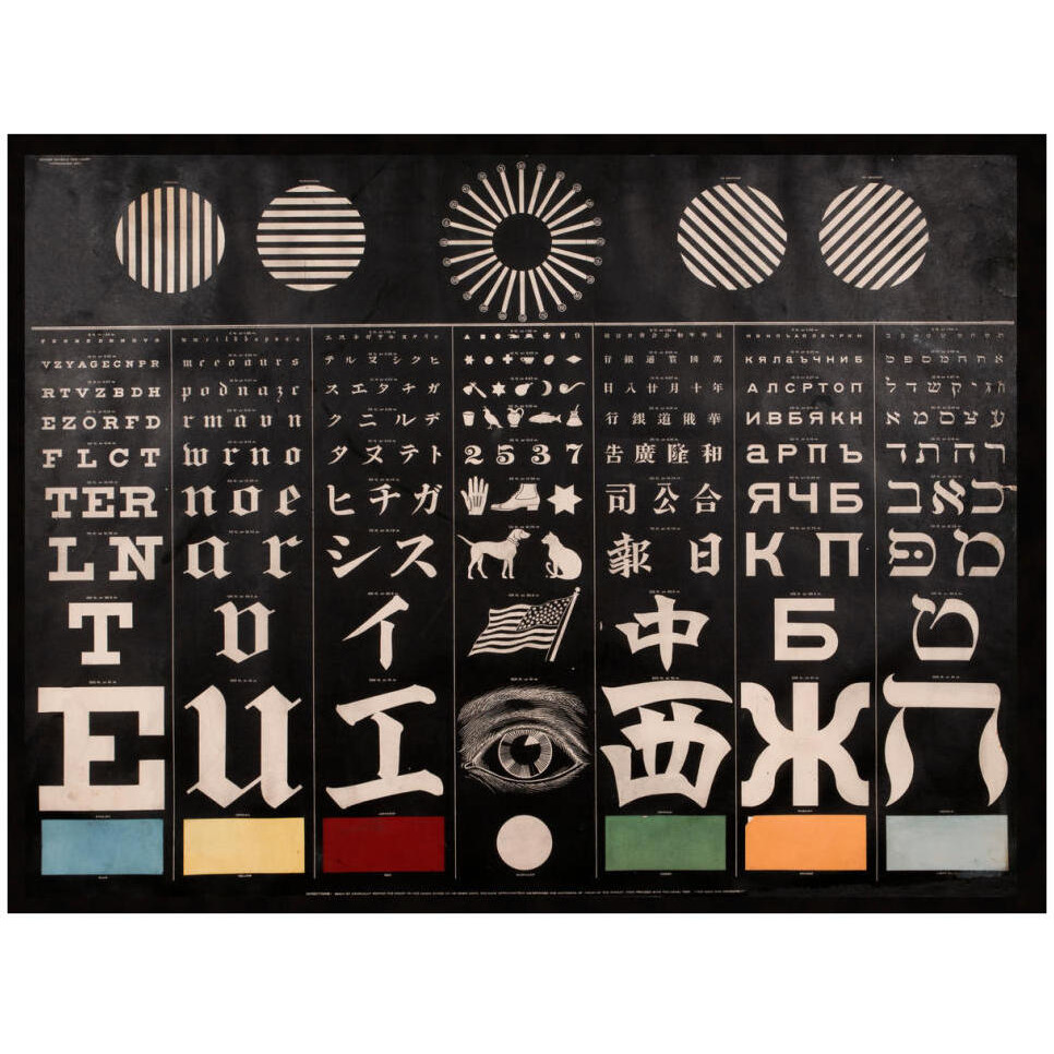 Multi-Lingual Eye Chart, ca. 1907 - Light Background-Paper Art-42&quotx32"