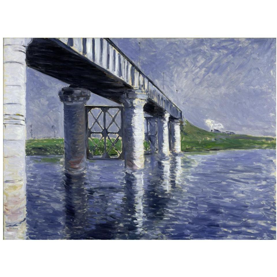 The Seine and the Railroad Bridge at Argenteuil (La Seine et le pont du chemin de fer d'Argenteuil), 1885 or 1887-Paper Art-38&quotx29"