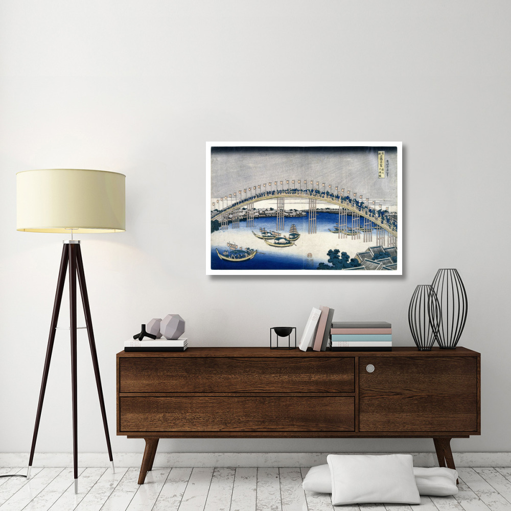 The Festival of Lanterns on Temma Bridge,ca. 1827-1830-Paper Art-46&quotx31"