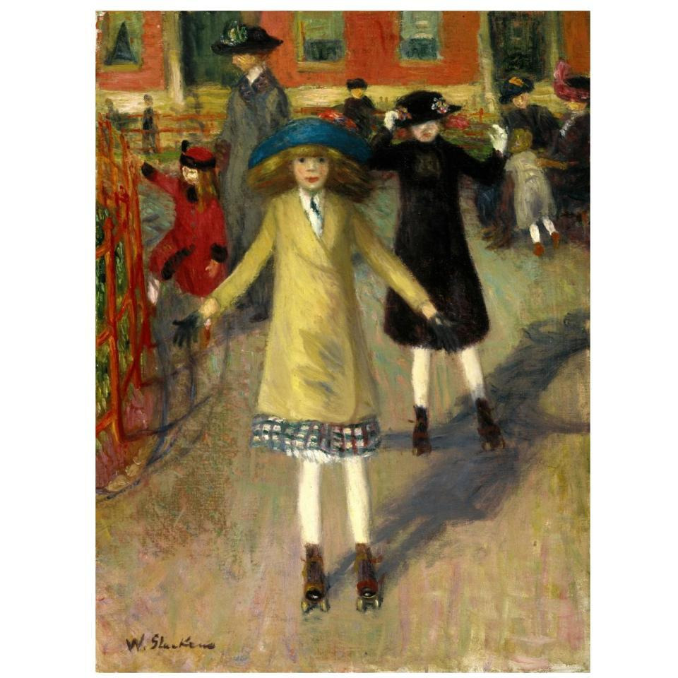 Children Rollerskating, ca. 1912-14-Paper Art-25&quotx32"