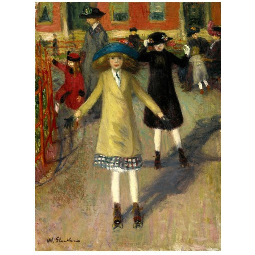 Children Rollerskating, ca. 1912-14-Paper Art-35&quotx46"